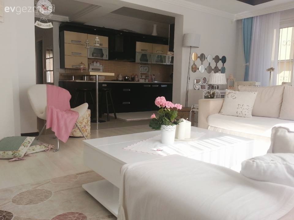 Amerikan Mutfak, Beyaz, Salon