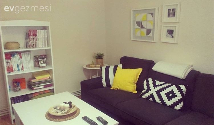 Oturma Odası, Sarı, Siyah- Beyaz, Kırlent