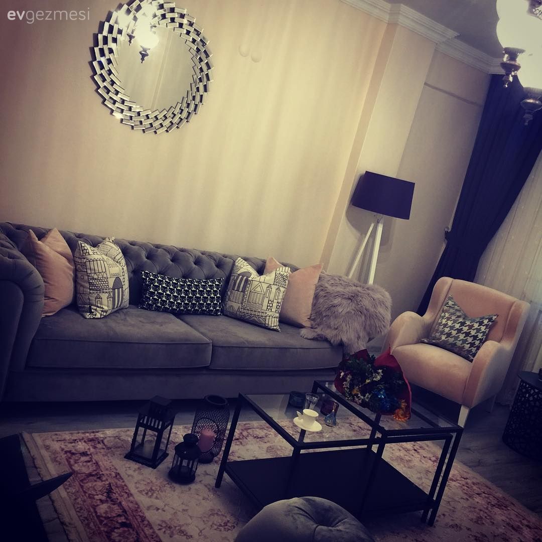 Salon, Ayna, Lambader, Halı, Berjer, Siyah- Beyaz, Kırlent