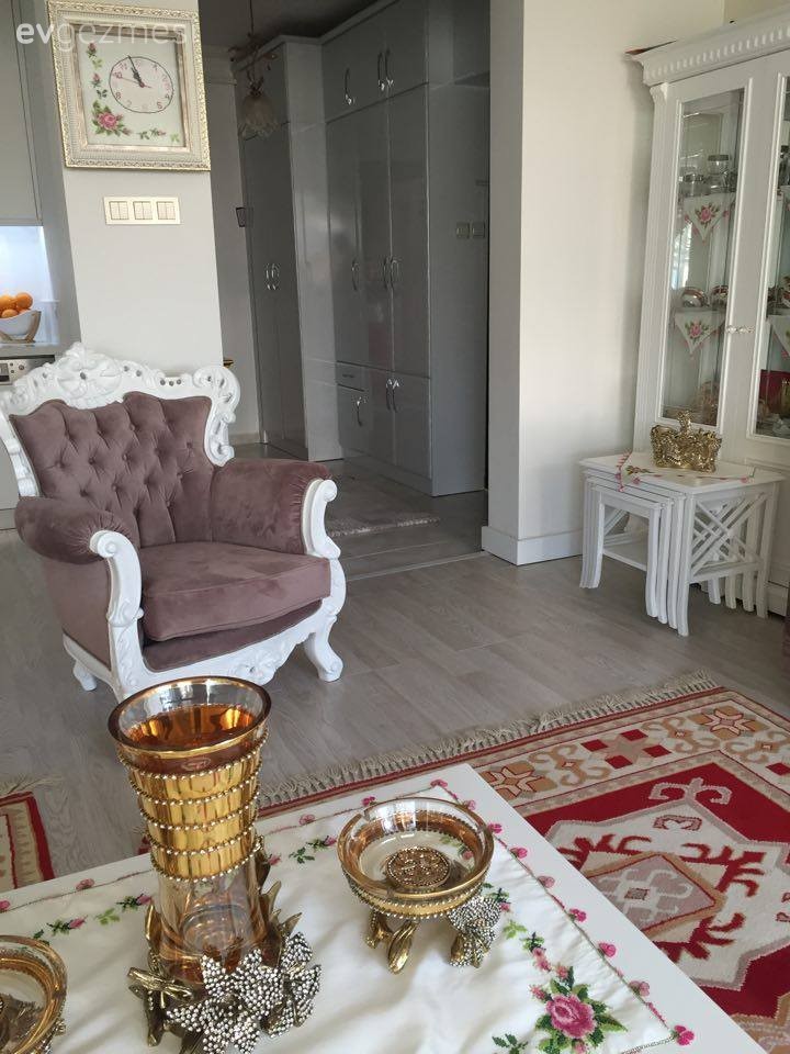 Altın, Berjer, Dekoratif Objeler, Kahverengi, Salon