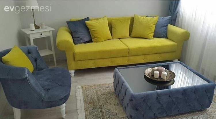 Vurgulu renklerle sakin ve şık: Merve hanımın evi..