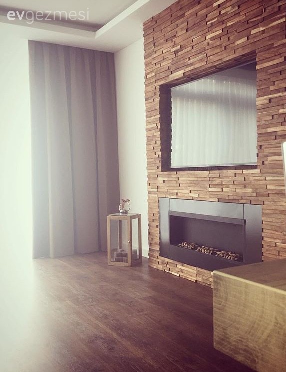 Ahşap Mobilya, Fon perde, Kahverengi, Salon, Şömine, Tv ünitesi, Perde, Fener