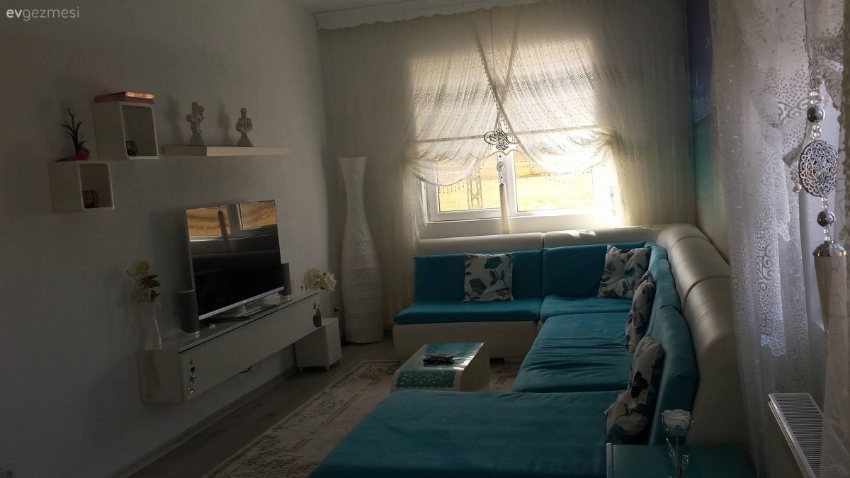 Köşe koltuk, Mavi, Oturma Odası, Tv ünitesi