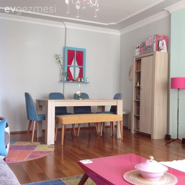 Duvar dekorasyonu, Pembe, Sehpa, Yemek Odası