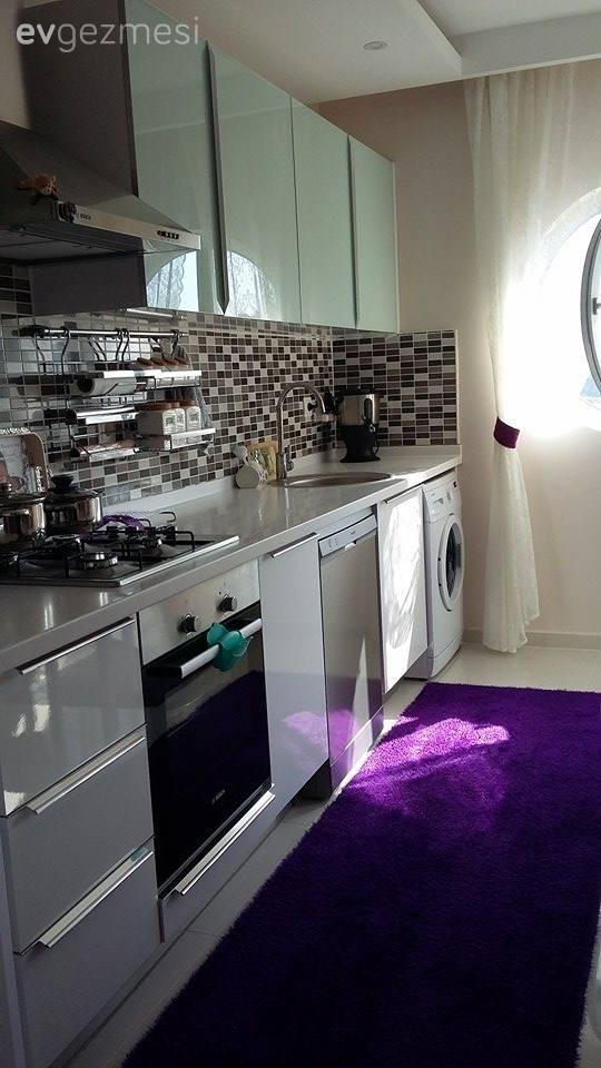 Beyaz mutfak, Halı, Mor, Mutfak