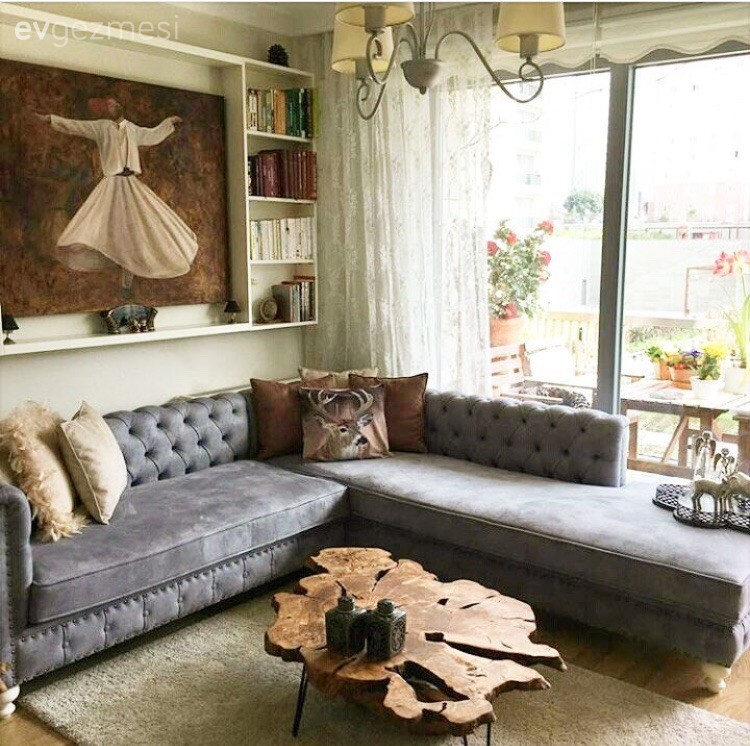 Ahşap Mobilya, Gri, Köşe koltuk, Salon