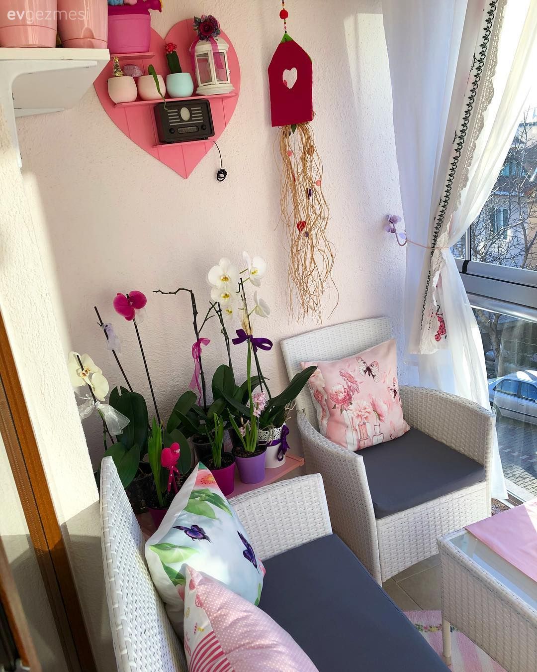 Balkon, Balkon oturma grubu, Orkide, Duvar dekorasyonu