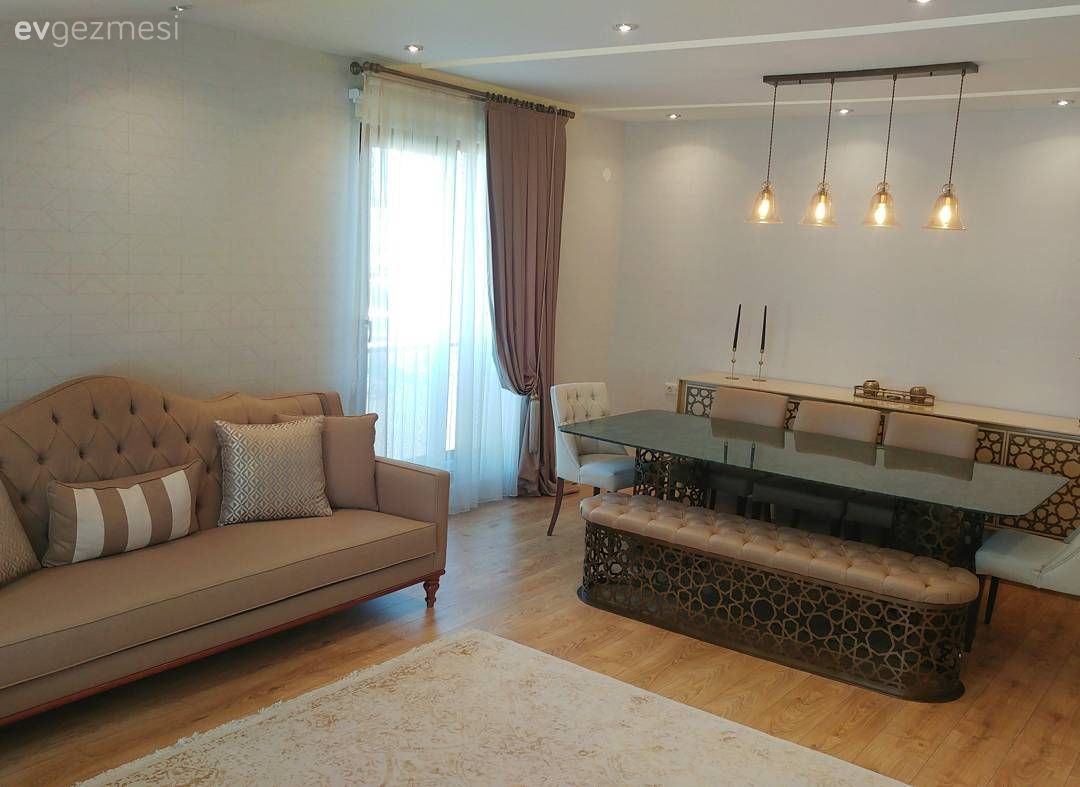 Salon, Yemek Odası, Mavi, Bank, Klasik, Fon perde, Perde, Aydınlatma, Avize