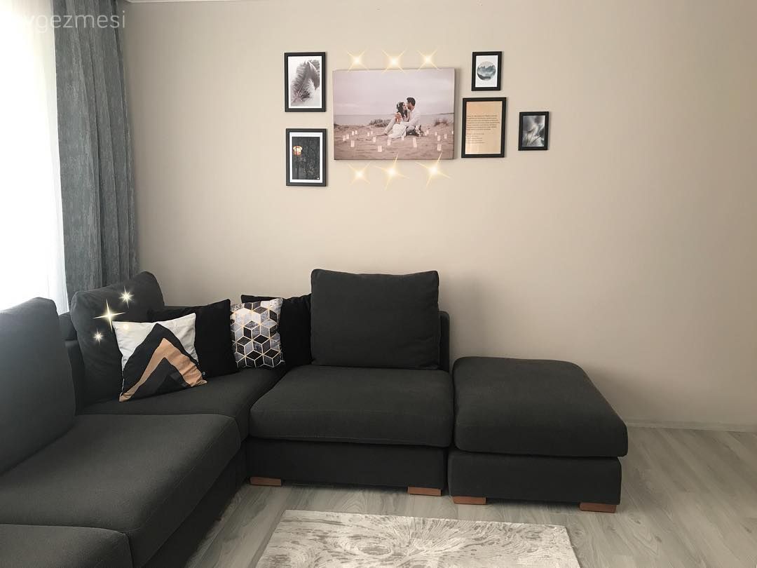 Oturma Odası, Siyah, Kırlent, Köşe koltuk, Galeri duvarı