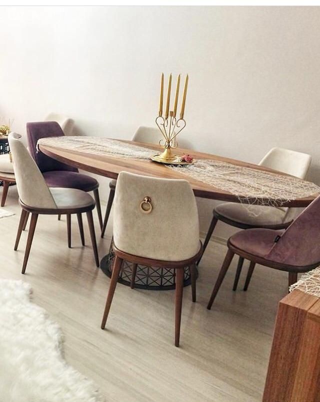 Salon, Yemek Odası, Mor, Krem, Ceviz, Masa dekoru, Şamdan