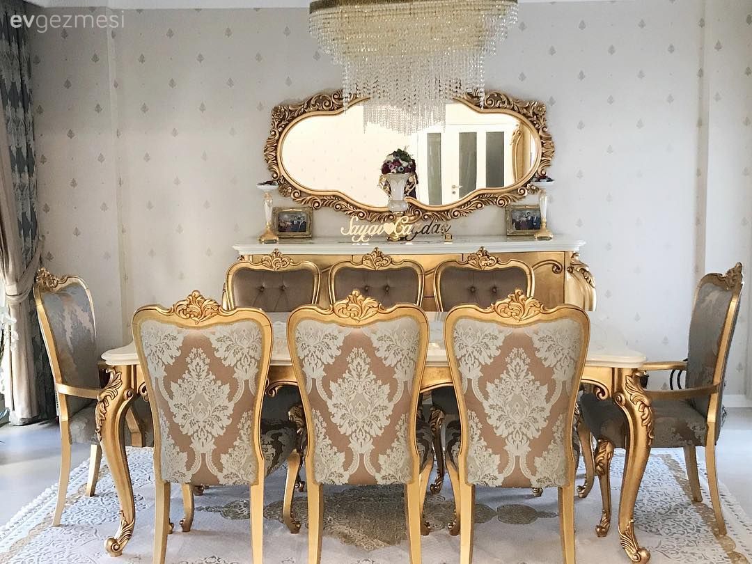 Salon, Ayna, Duvar kağıdı, Klasik, Altın, Yemek Odası