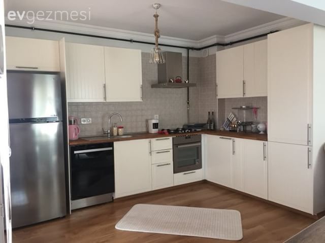 Krem mutfak, Ahşap mutfak tezgahı, Mutfak