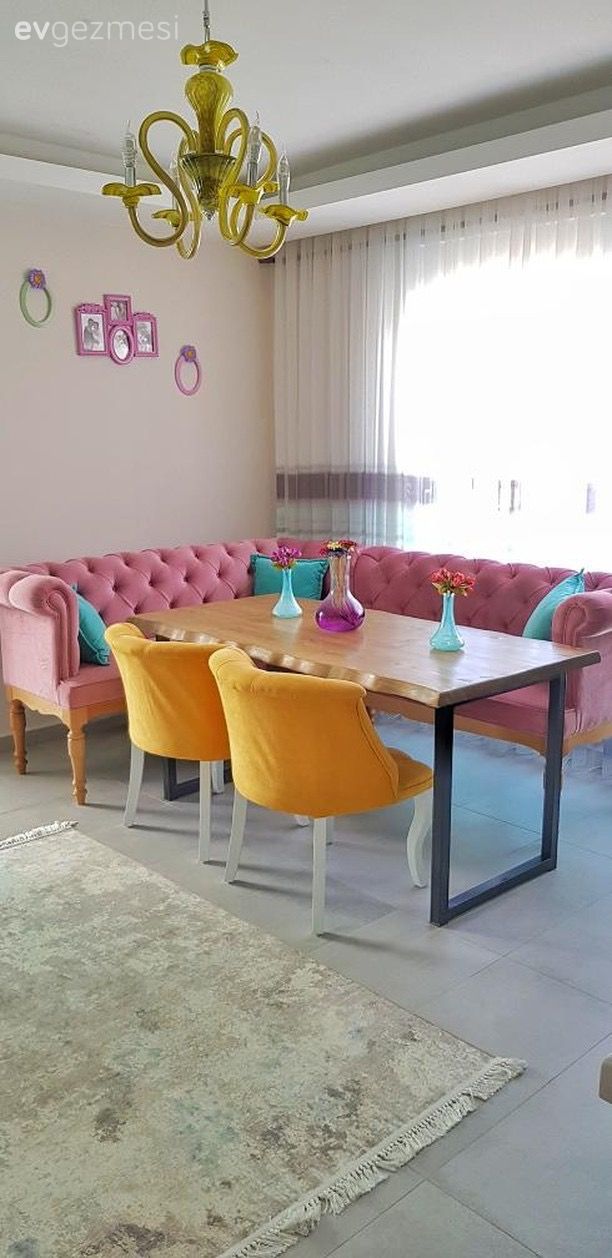 Mutfak, Mutfak halısı, Mutfak Avize Modelleri, Sarı, Mutfak masası, Mutfak köşesi, Pembe