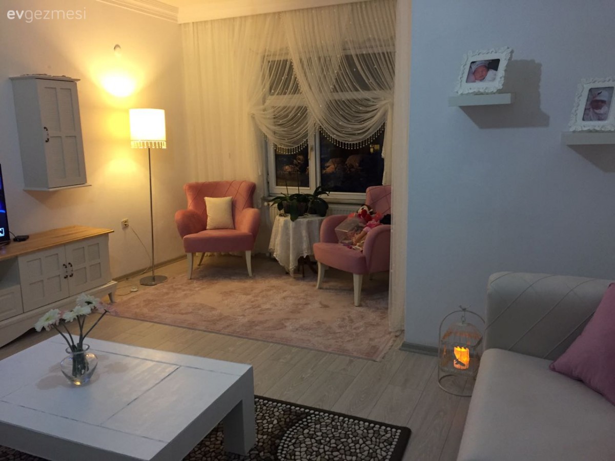 Berjer, Kruvaze perde, Pembe, Perde, Salon