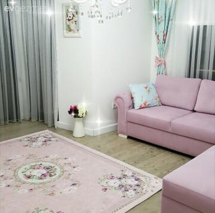 Halı, Mavi, Oturma Odası, Pembe, Perde