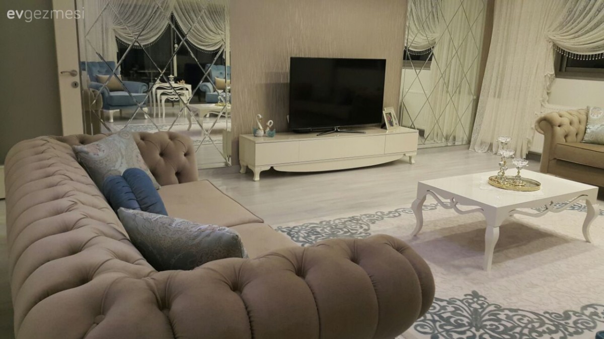 Ayna, Chesterfield, Kahverengi, Salon, Tv ünitesi