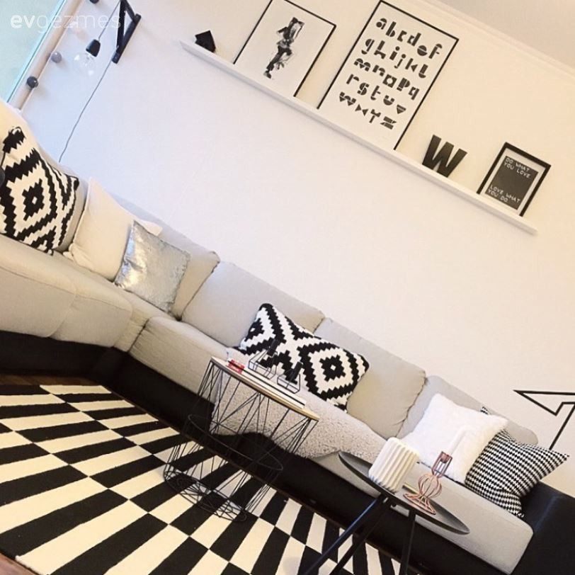 Yasemen hanımın İskandinav stil esintili siyah-beyaz vurgulu evi..