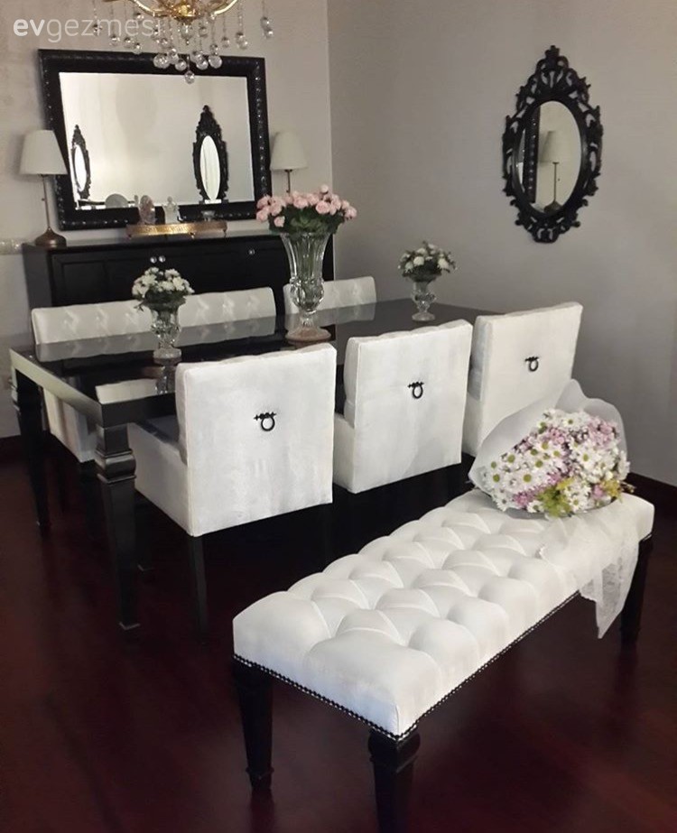 Ayna, Bank, Konsol, Salon, Siyah- Beyaz, Yemek Odası