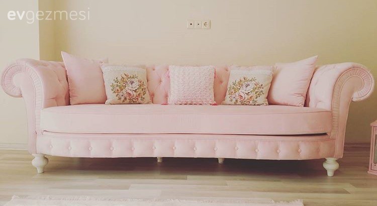 Chesterfield, Country, Pembe, Salon, Kırlent