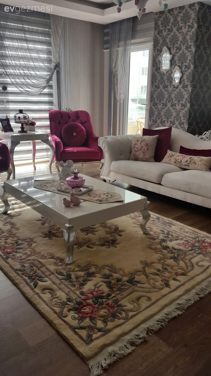 Beyaz, Halı, Orta sehpa, Pembe, Salon