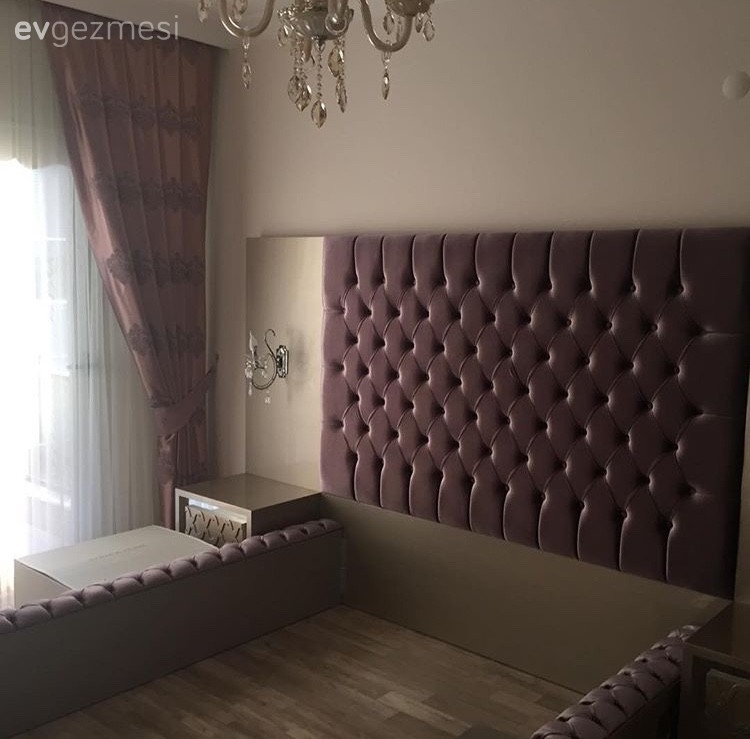 Altın, Avize, Fon perde, Mor, Yatak Odası, Perde, Aydınlatma