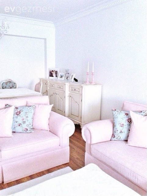 Çiçekli desen, Country, Konsol, Pastel renkler, Pembe, Salon