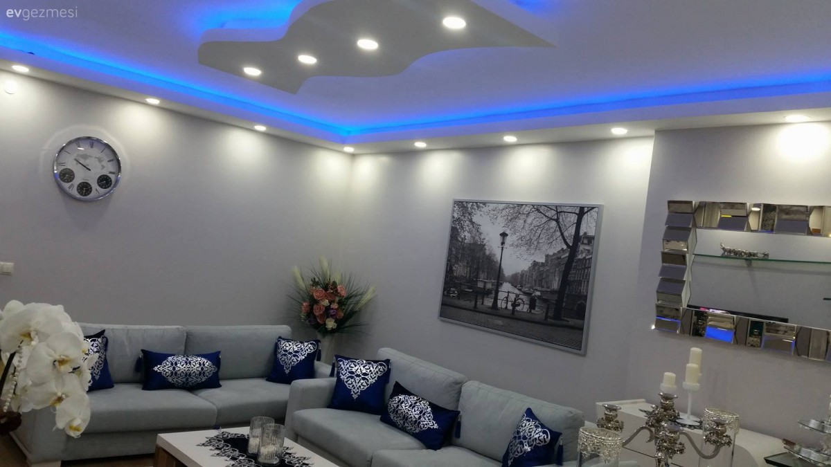 Elif hanımın serin renklerde şık ve dingin evi..