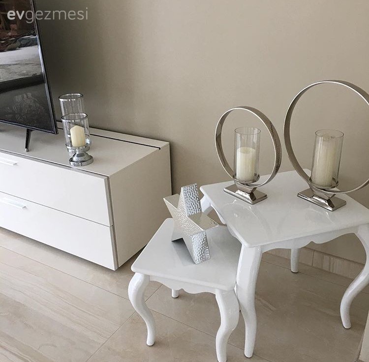 Dekoratif Objeler, Gümüş, Salon, Tv ünitesi, Yan sehpa