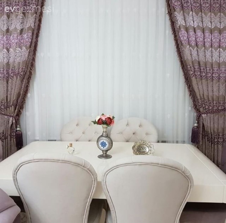 Fon perde, Mor, Perde, Salon, Yemek Odası