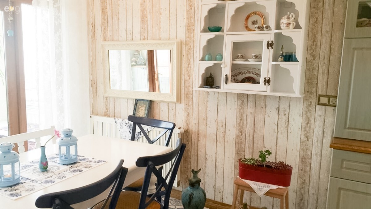 Ayna, Beyaz mutfak, Country mutfak, Duvar kağıdı, Mavi, Mutfak, Terek