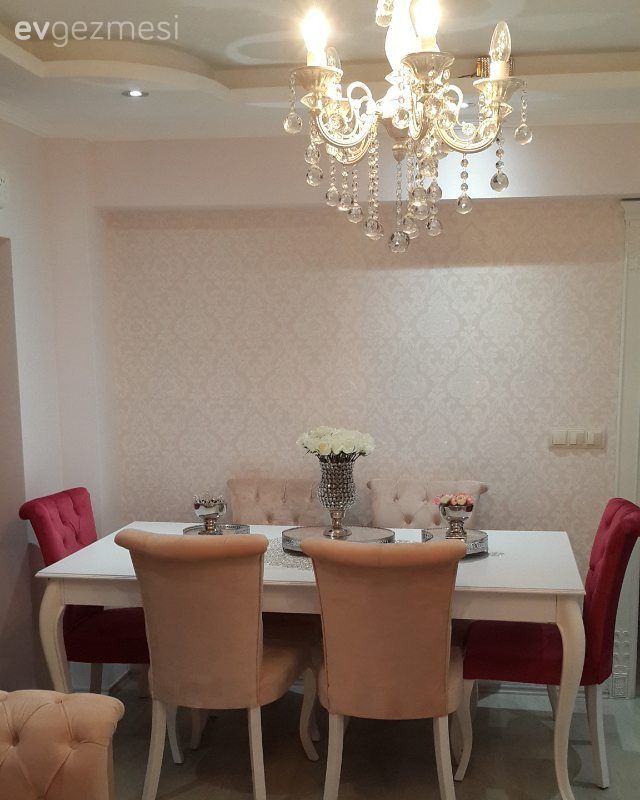 Yemek Odası, Avize, Fuşya, Pembe, Duvar kağıdı