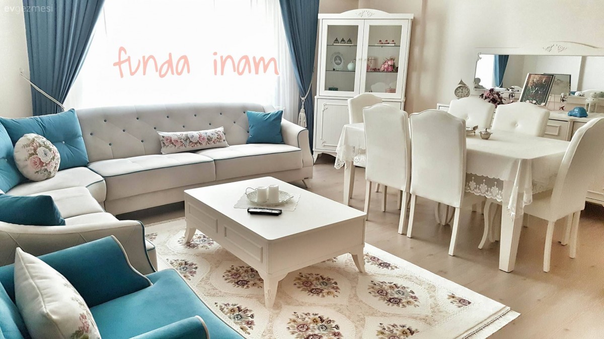 Halı, Köşe koltuk, Mavi, Orta sehpa, Salon, Yemek Odası