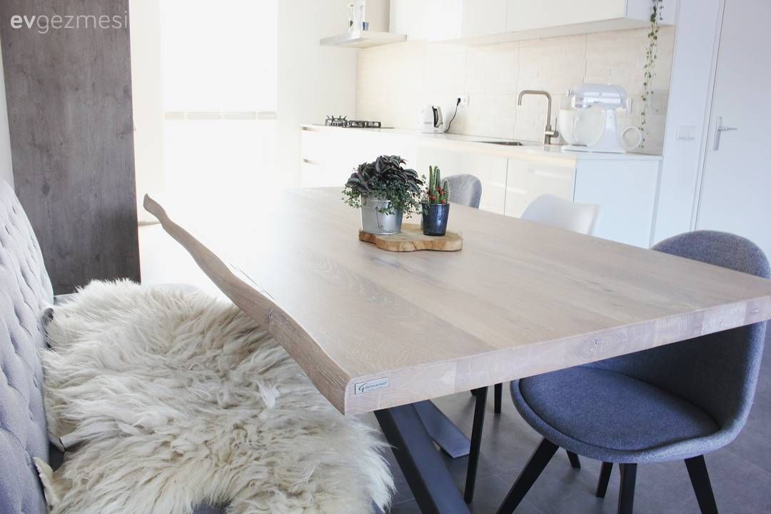 Salon, Amerikan Mutfak, Beyaz mutfak, Mutfak, Yemek Odası, Gri