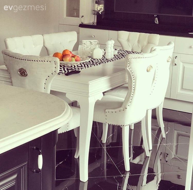Beyaz mutfak, Mutfak, Mutfak masası, Siyah- Beyaz