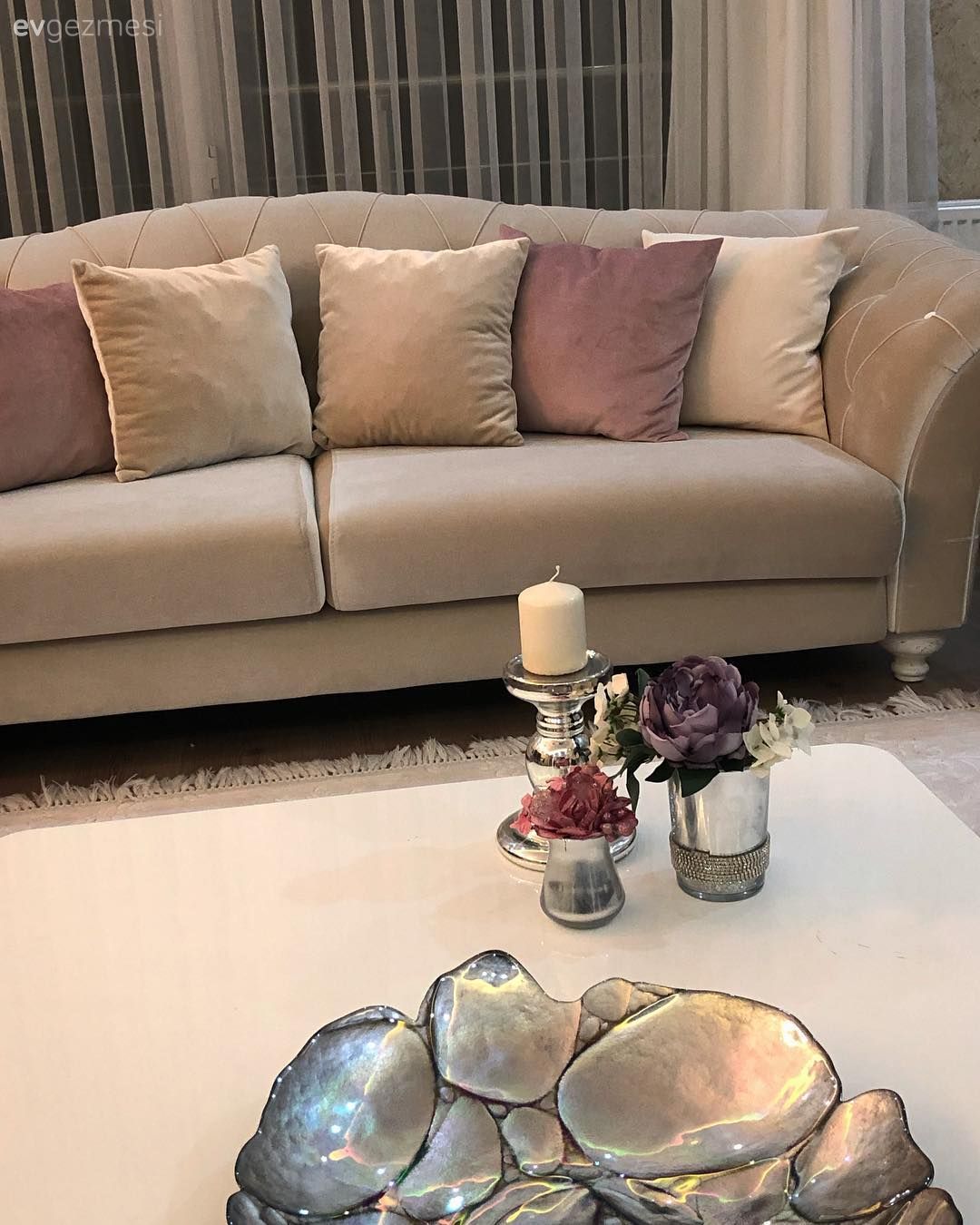 Salon, Orta sehpa, Krem, Pembe