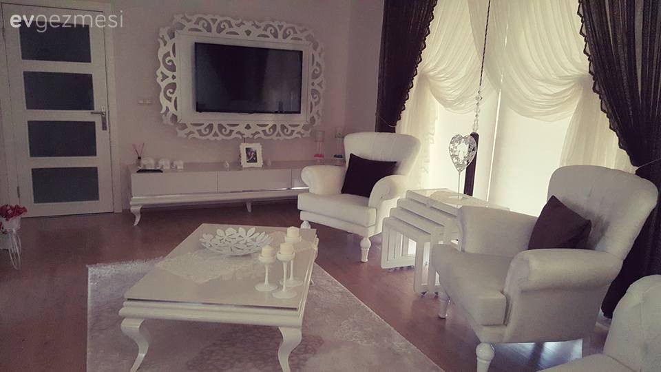 Berjer, Beyaz, Salon, Sehpa, Tv ünitesi