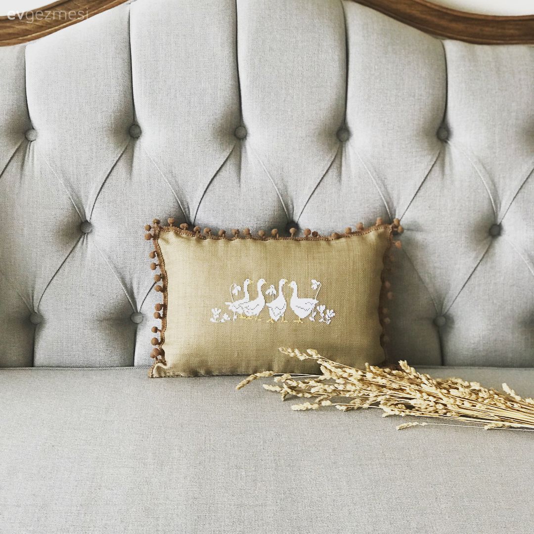 Kırlent, Salon, Gri, Kapitoneli koltuk, Kendin Yap, İğne oynası dekorasyon