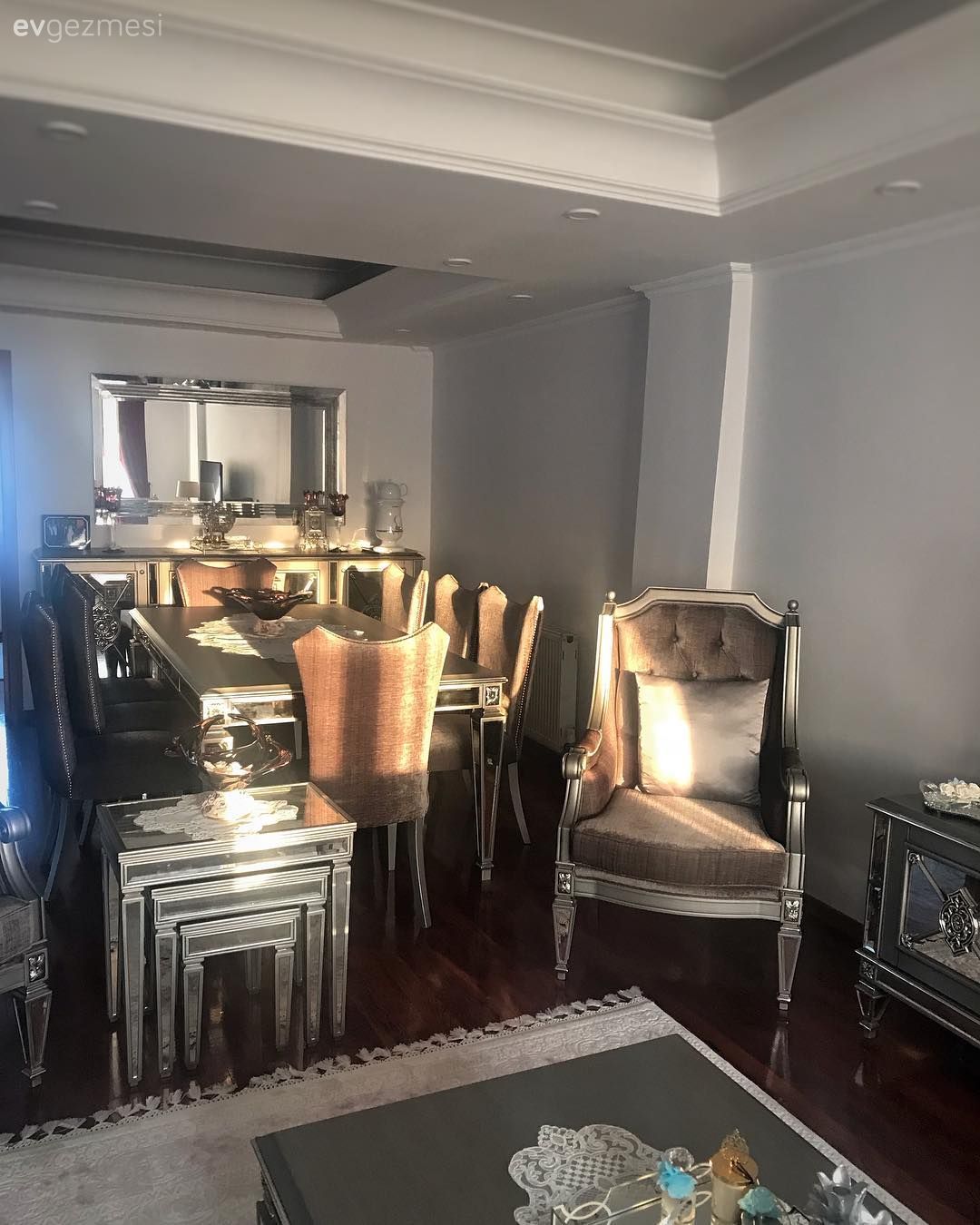 Yemek Odası, Zigon sehpa, Kahverengi, Salon