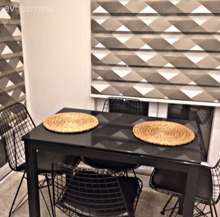 Modern mutfak, Modern, Mutfak, Mutfak masası, Perde, Siyah