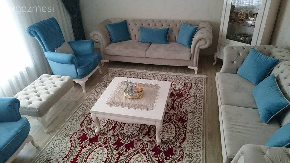 Halı, Mavi, Salon, Sehpa