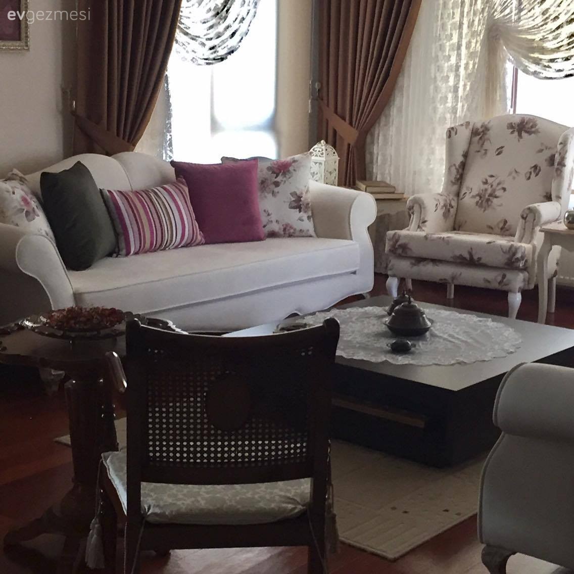 Berjer, Beyaz, Fon perde, Salon, Perde