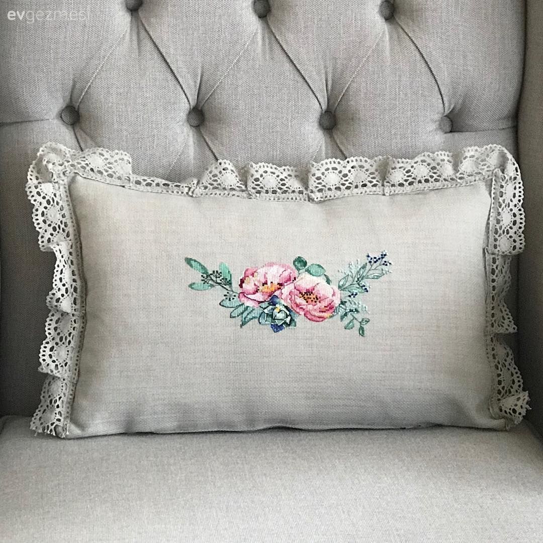 Kendin Yap, Kırlent, Gri, Kanaviçe