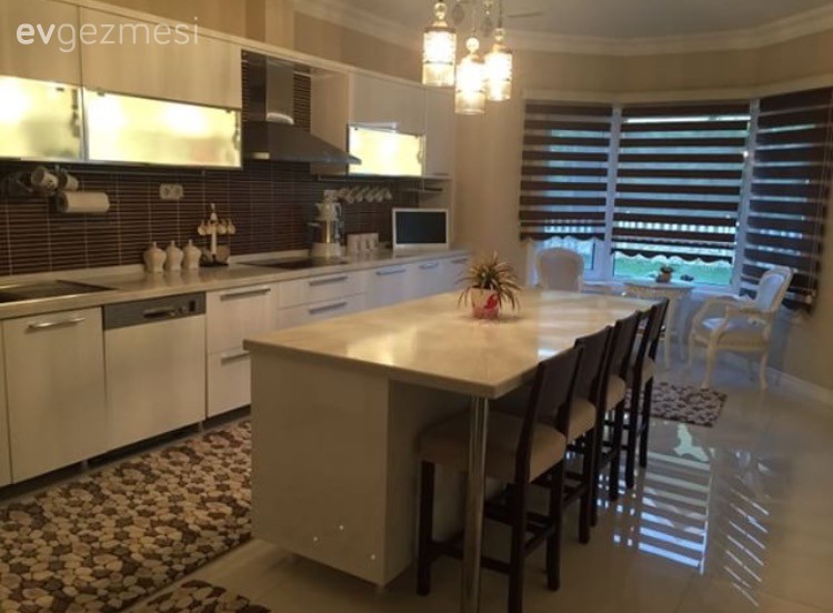 Ankastre, Avize, Beyaz mutfak, Modern mutfak, Mutfak, Ada mutfak, Aydınlatma