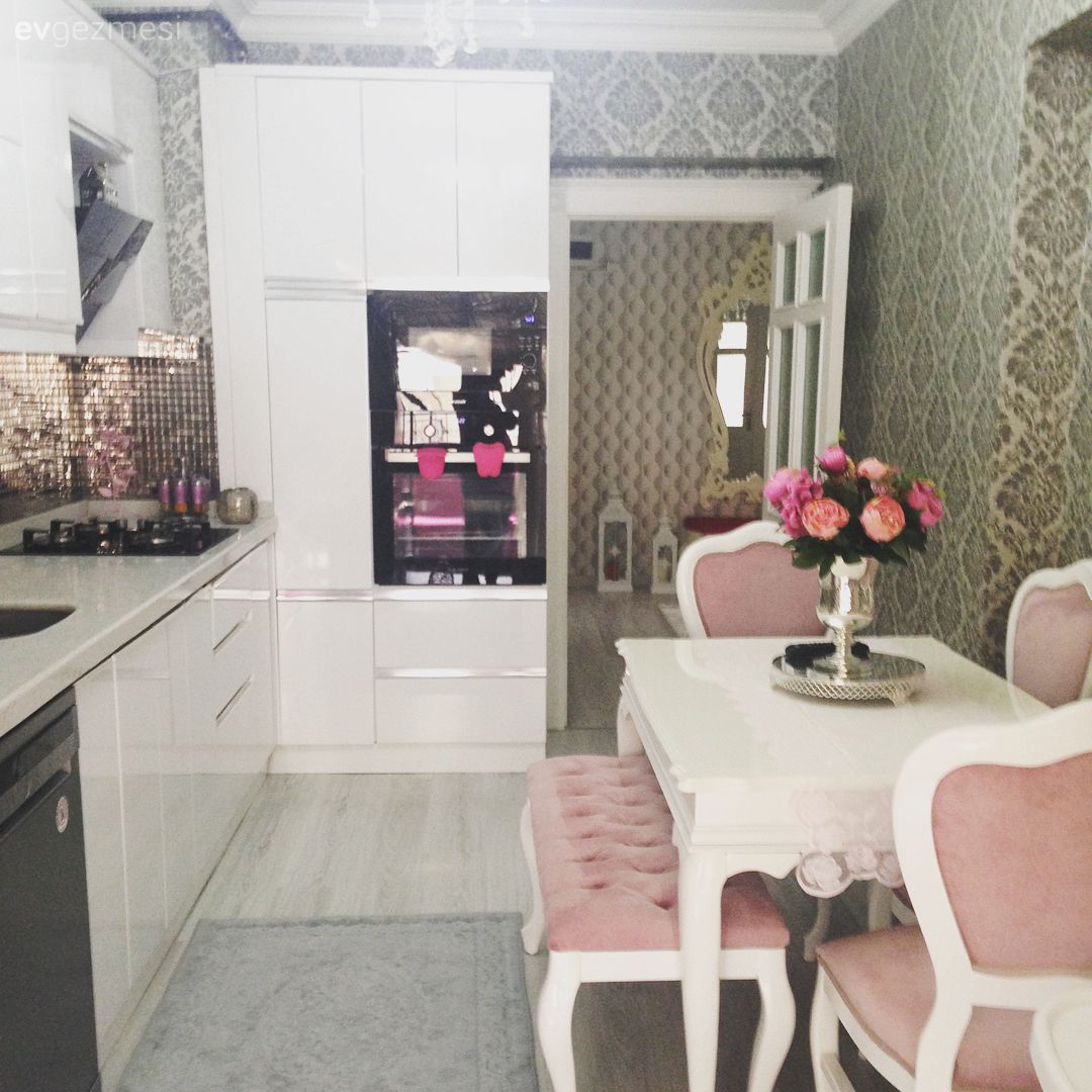 Mutfak masası, Pembe, Mutfak, Beyaz mutfak, Duvar kağıdı