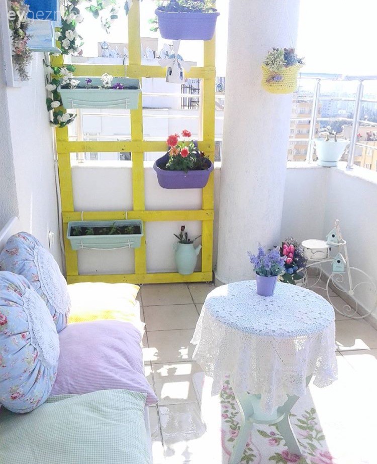 Balkon, Kendin Yap, Mobilya boyama, Mor, Öncesi / Sonrası, Sarı