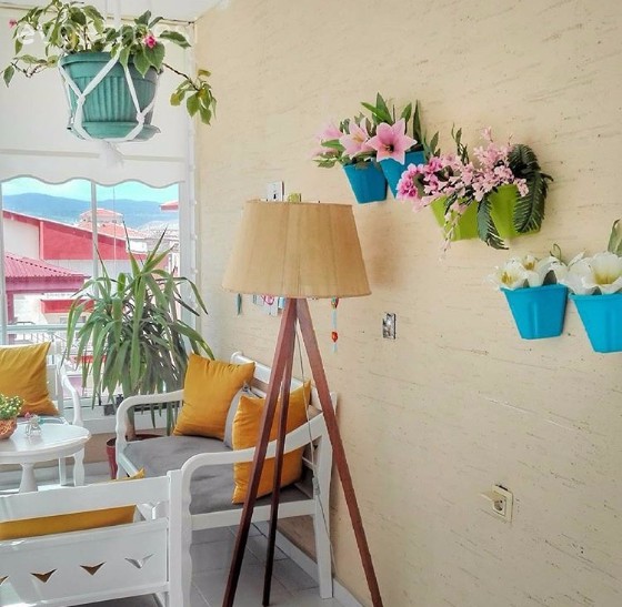 Balkon, Çiçekler, Lambader, Aydınlatma