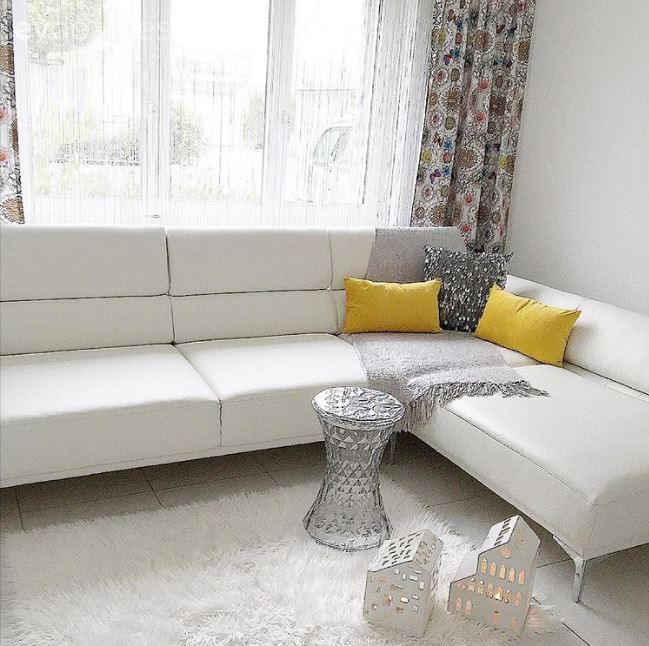 Beyaz, Köşe koltuk, Oturma Odası, Sarı