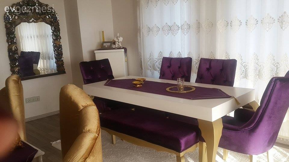 Eylül hanımın altın ve mor hakimiyetinde, özgün ve gösterişli evi..