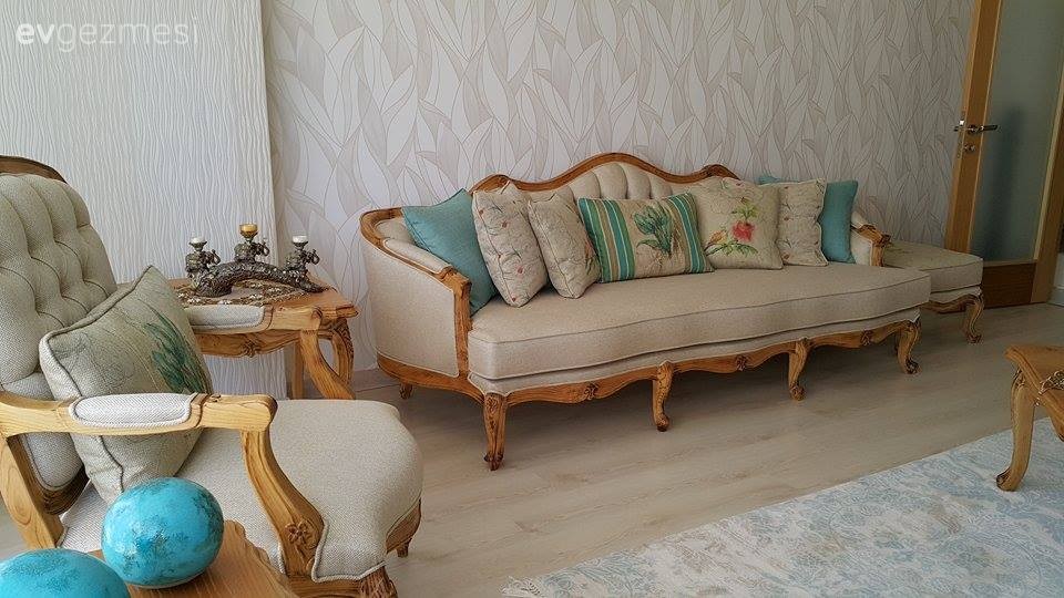 Ahşap Mobilya, Duvar kağıdı, Krem, Salon