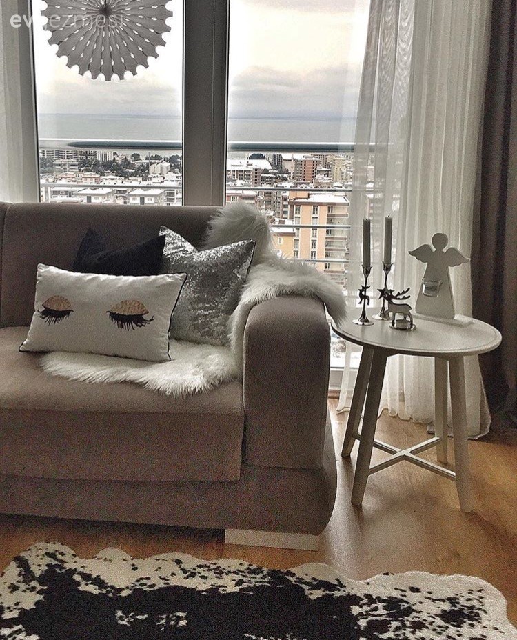 Gri, Salon, Yan sehpa, Kırlent